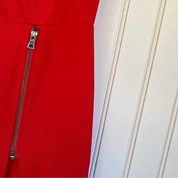 Alice + Olivia Size 4 Red Lennon Surplice Sleeveless side Zip Mini Dress - Picture 7 of 8